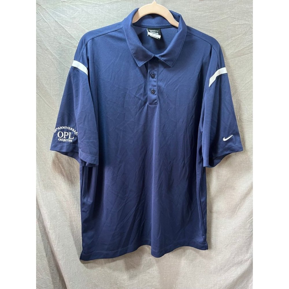 20th Anniversary OPL Charities Nike Golf Polo‎ Shirt Adult XL Blue Dri-Fit Mens.